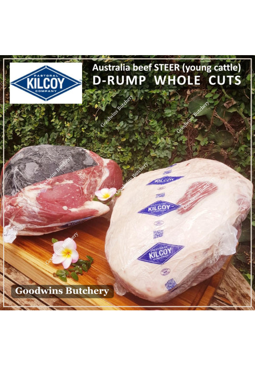 Beef D RUMP frozen Australia STEER young cattle DIAMANTINA or KILCOY whole cuts +/- 6 kg/pc (price/kg)